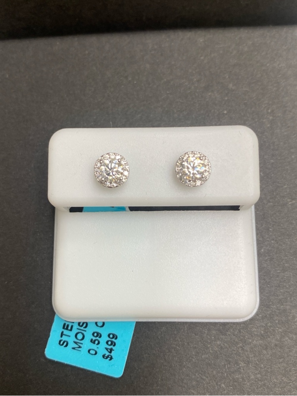 Round Cut Moissanite Halo Stud Earrings